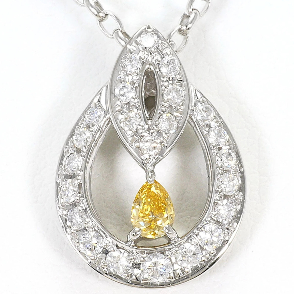 PT900 Platinum / PT850 Necklace with 0.13ct Yellow Diamond and 0.28ct Diamond...